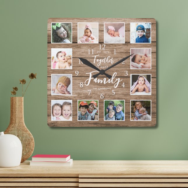 Reloj Cuadrado Cotizaciones familiares personalizadas 12 Madera d (Subido por el creador)