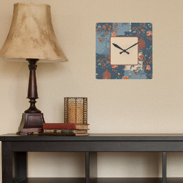Reloj Cuadrado Country Blue Rust Rustic Farmhouse