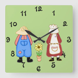 Reloj Cuadrado Country Boy y Chica Square Wall Clock