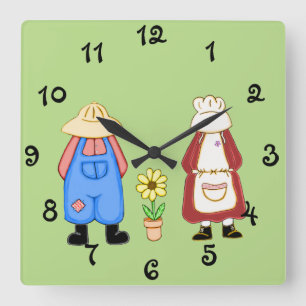 Reloj Cuadrado Country Boy y Chica Square Wall Clock