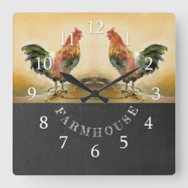 Reloj Cuadrado Country Rooster Chalkboard Farmhouse