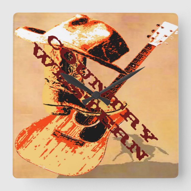 Reloj Cuadrado Country Western Wall Clock (Anverso)