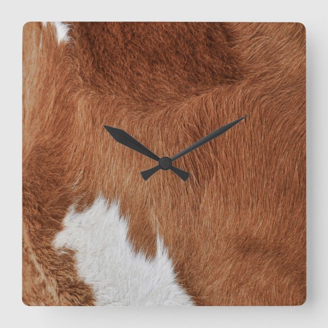 Reloj Cuadrado Cow Fur Wall Clock (Anverso)