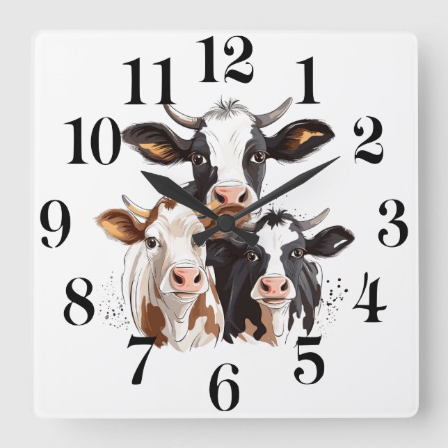 Reloj Cuadrado Cow Wall Clock (Anverso)