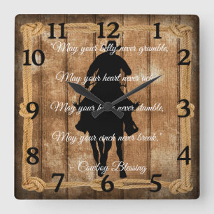 Reloj Cuadrado Cowboy Blessing Cowboy Horse Silhouette