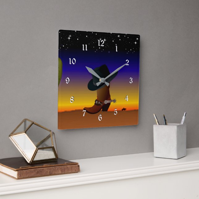 Reloj Cuadrado Cowboy Sunset (Oficina)