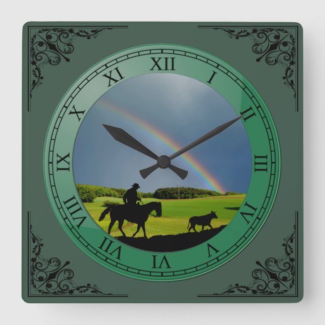 RELOJ CUADRADO COWBOY Y VACA (Anverso)