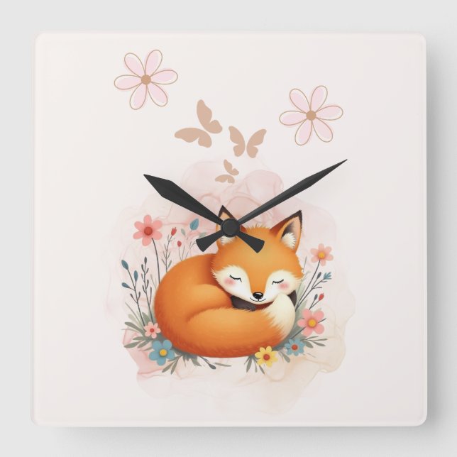 Reloj Cuadrado Cozy Woodland Nursery (Anverso)