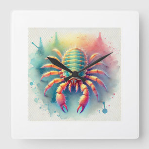 Reloj Cuadrado Crab louse 220924AREF118 - Watercolor