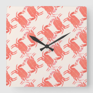 Reloj Cuadrado Crab Ocean Beach Sea Creature Pattern 