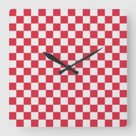 Reloj Cuadrado Cranberry fizz checkerboard pattern