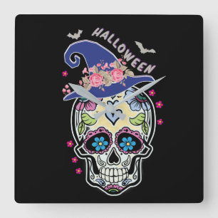 Reloj Cuadrado Cráneo de Halloween