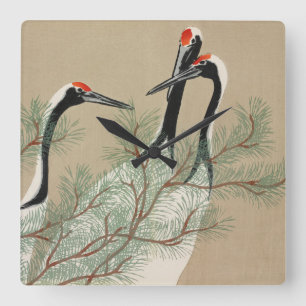 Reloj Cuadrado Cranes Kamisaka Sekka japan painting art canvas cc