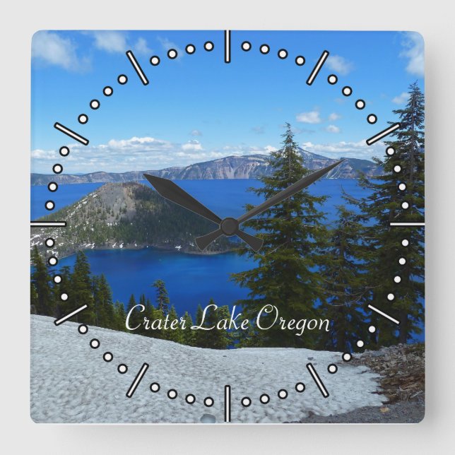 Reloj Cuadrado Crater Lake Oregon Square Wall Clock (Anverso)