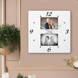 Reloj Cuadrado Crea tu Collage de fotos elegante y simple<br><div class="desc">Crea tu elegante reloj de pared de Collage de fotos simple. Personaliza con dos de tus fotos favoritas y haz tu propio reloj de pared personal para tu casa.</div>