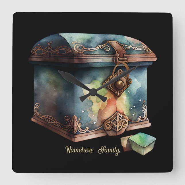 Reloj Cuadrado Crea tu propia acuarela del tesoro más grande (Anverso)