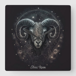 Reloj Cuadrado Crea tu propia astrología mística Aries Zodiac
