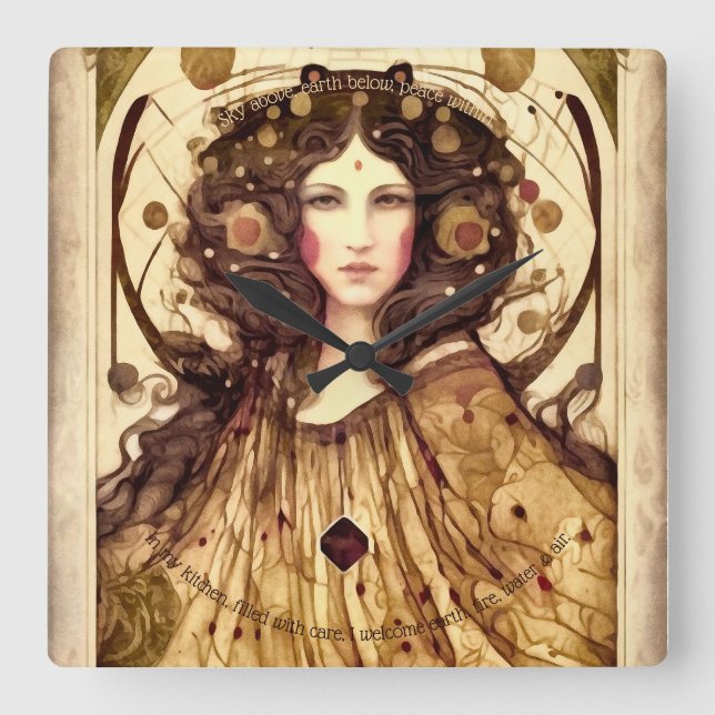 Reloj Cuadrado Crea tu propia bruja victoriana (Anverso)