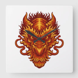 Reloj Cuadrado Crea tu propia cabeza de dragón rojo