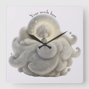 Reloj Cuadrado Crea Tu Propia Dulce Mari Luna en Nubes
