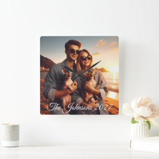 Reloj Cuadrado Crea Tu Propia Foto Familiar Personalizada y Memor