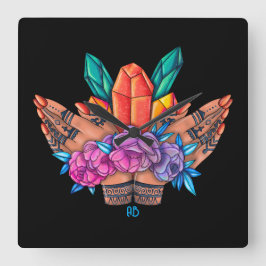 Reloj Cuadrado Crea tu propia Henna Manos Cristales y Rosas