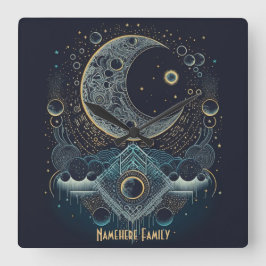 Reloj Cuadrado Crea tu propia luna celestial geométrica