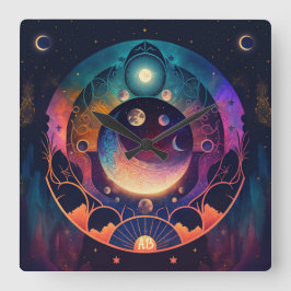 Reloj Cuadrado Crea tu propia luna mística de arco iris creciente