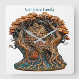 Reloj Cuadrado Crea tu propia mansión de hadas talladas en 3D Fau