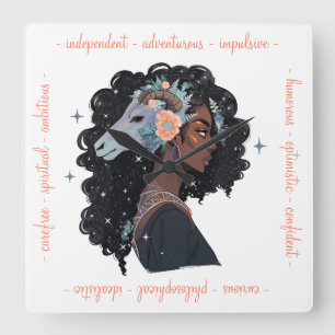 Reloj Cuadrado Crea Tu Propia Mujer Afroamericana Sagitario