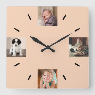 Reloj Cuadrado Crea tu propia página moderna de 4 fotos