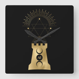 Reloj Cuadrado Crea tu propia torre de luna de oro arcana