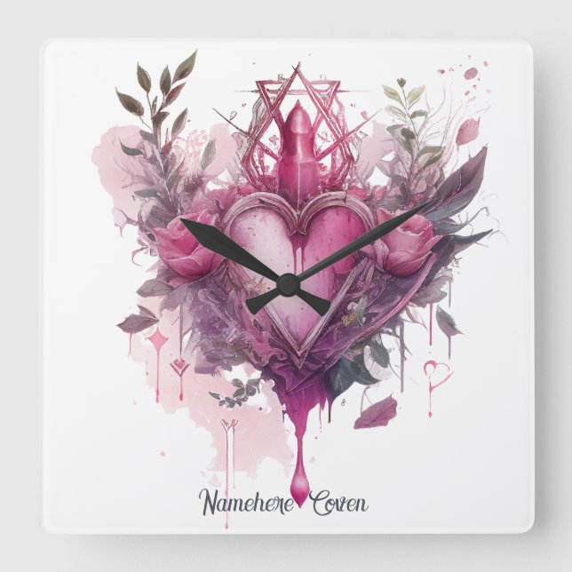 Reloj Cuadrado Crea tu propia vara de amor rosada (Anverso)