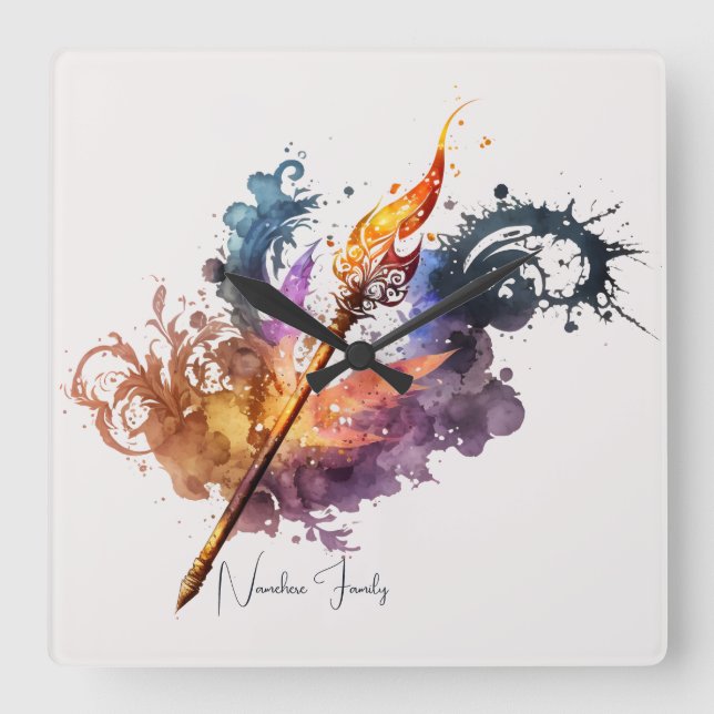 Reloj Cuadrado Crea tu propia varita de fuego (Anverso)