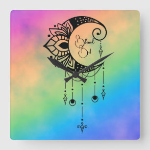 Reloj Cuadrado Crea tu propia y elegante Silhouette Boho Moon