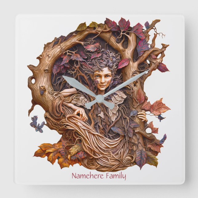 Reloj Cuadrado Crea tu propio árbol de imitación 3D Lady Dryad (Anverso)