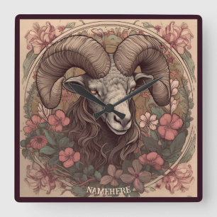 Reloj Cuadrado Crea tu propio Art Nouveau Aries Zodiac