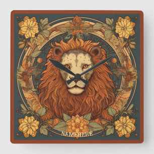 Reloj Cuadrado Crea tu propio Art Nouveau Leo Zodiac