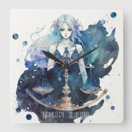 Reloj Cuadrado Crea tu propio azul y Verde azulado libra zodiac