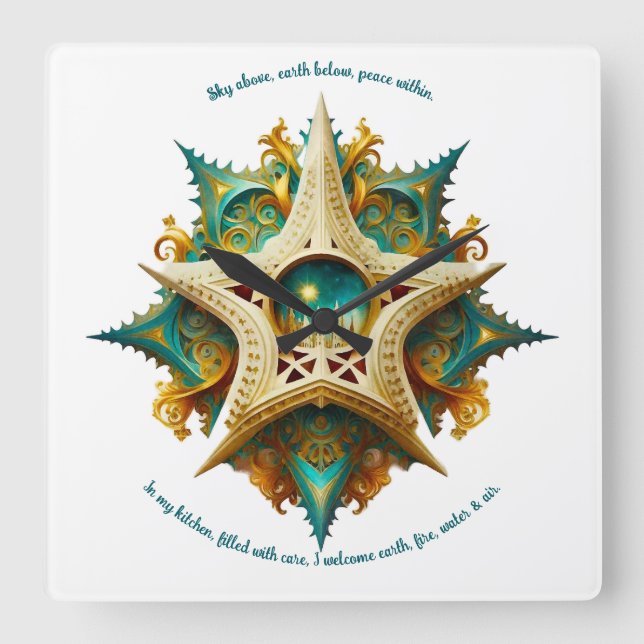 Reloj Cuadrado Crea tu propio Castillo Steampunk Snowflake Yule (Anverso)