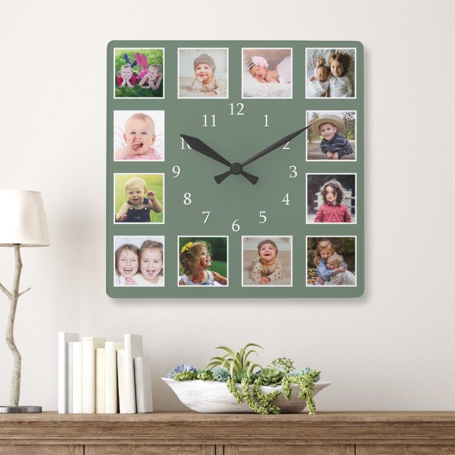 Reloj Cuadrado Crea tu propio Collage de fotos de 12 familias ver (Subido por el creador)