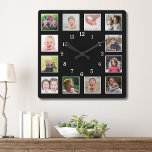 Reloj Cuadrado Crea tu propio Collage de fotos de 12 niños de fam<br><div class="desc">Crea tu propio reloj de pared de collage con 12 de tus fotos favoritas. El reloj del fotograma te ayuda a valorar tus momentos especiales y también hace un regalo reflexivo para padres,  abuelos y amigos. El reloj familiar personalizado lo convierte en un regalo perfecto para todas las ocasiones.</div>