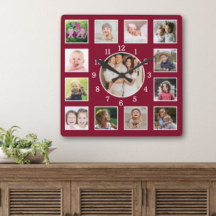 Reloj Cuadrado Crea tu propio collage de fotos familiares 13 Burg