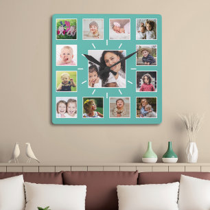Reloj Cuadrado Crea tu propio collage de fotos familiares de 13 f