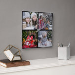 Reloj Cuadrado Crea tu propio collage de fotos familiares de Navi<br><div class="desc">Crea tu propio reloj de pared de collage de fotos familiares de Navidades. Añade tus propias fotos personales,  puedes añadir 4 fotos,  para personalizar el reloj. Si necesitas ayuda,  por favor contáctame.</div>