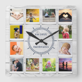 Reloj Cuadrado Crea tu propio Collage de fotos Rustic Farmhouse G