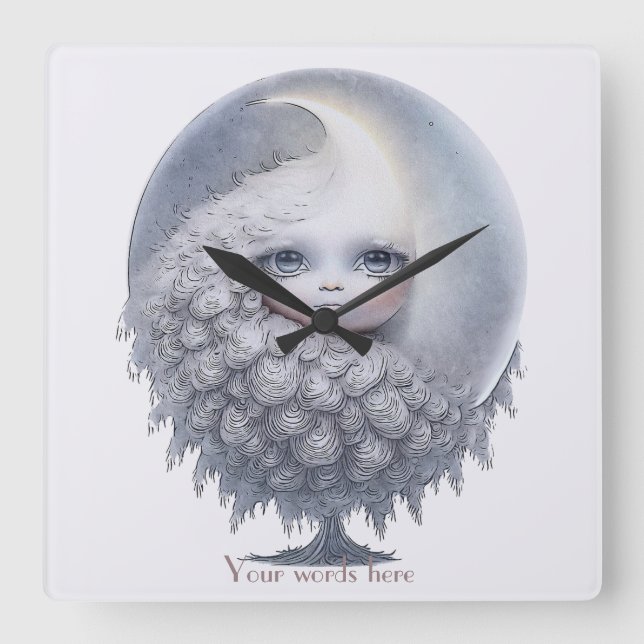 Reloj Cuadrado Crea Tu Propio Dulce Árbol de la Luna (Anverso)