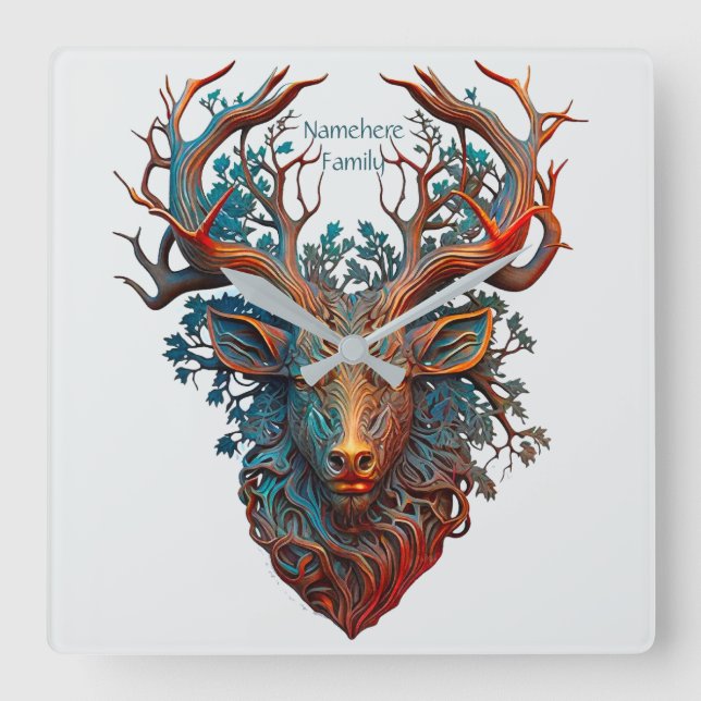 Reloj Cuadrado Crea tu propio estadio de Faux Bois Golden Carved  (Anverso)