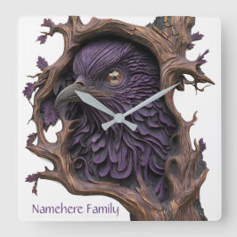 Reloj Cuadrado Crea tu propio Faux Bois trenzado Black Raven