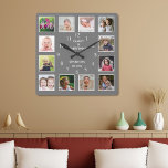 Reloj Cuadrado Crea tu propio gris de marco de 12 Collages de fot<br><div class="desc">Crea tu propio reloj de pared de collage de fotos con 12 de tus fotos favoritas. El reloj del fotograma te ayuda a valorar tus momentos especiales y también hace un regalo reflexivo para padres, abuelos y amigos. El reloj familiar personalizado lo convierte en un regalo perfecto para todas las...</div>